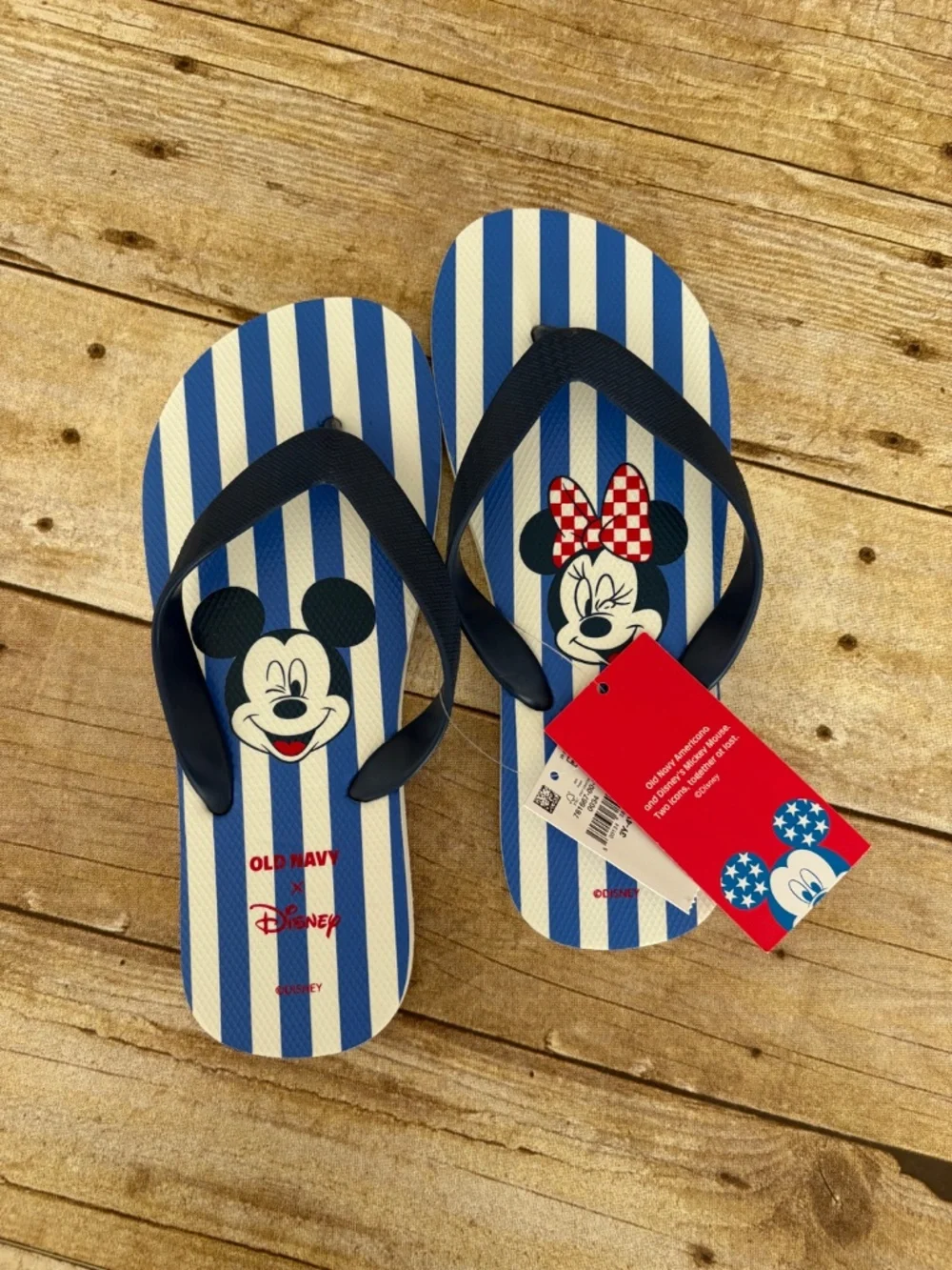 Old Navy x Disney Mickey Minnie Toddler Flip Flops Size 3y-4y NWT